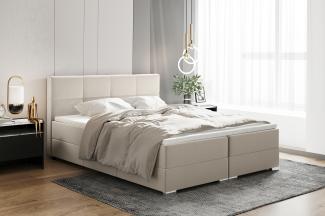 MEBLINI Boxspringbett ELIZABETH 180x200 cm mit Bettkasten – H3B/Creme Samt Polsterbett - Doppelbett mit Topper & Bonellfederkern-Matratze