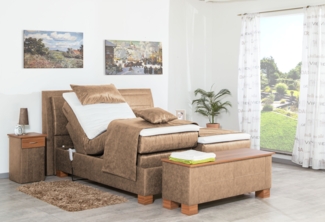 Meisterbetten Boxspringbett Like 160x220 in MS-Camel, Matratzenbezug Nano, Ergoflex-Topper