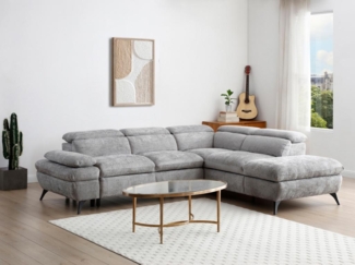 Vente-unique - Ecksofa mit Schlaffunktion - Ecke rechts - Strukturstoff - Grau - SURDELI
