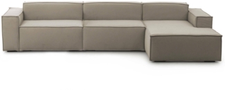 Dmora Sofa mit Halbinsel Asvaldo, modulares 4-Sitzer-Sofa mit rechter Halbinsel, Stoffsofa, 100 % Made in Italy, 340 x 170 x 70 cm, Taupe