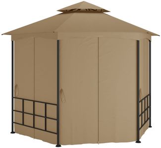 Gartenpavillon, Pavillon mit Seitenwänden 3,1x2,7 m Taupe