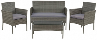 HTI-Living Gartenlounge-Set Gartenmöbel Grau 4-teiliges Set Wiebke, (Set, 4-tlg, 1 Zweisitzer, 2 Stühle, 1 Tisch), Sitzgruppe Terrassenmöbel
