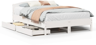 vidaXL Massivholzbett ohne Matratze Weiß 120x190 cm Kiefernholz 3301840