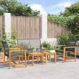 vidaXL 5-tlg. Garten-Lounge-Set Schwarz Poly Rattan und Akazienholz 367604