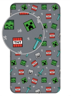Jerry Fabrics Spannbettlaken Minecraft Spannbettlaken „We got this“ – Baumwolle 90x200 cm, Baumwolle