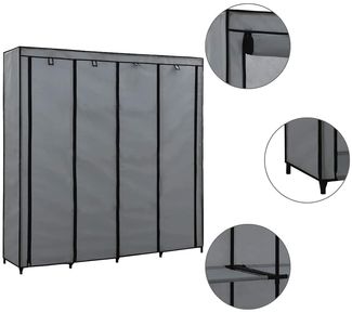 Kleiderschrank | Schlafzimmerschrank mit 4 Fächern Grau 175 x 45 x 170 cm