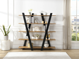 Vente-unique - Regal mit 5 Einlegeböden – Natur und Schwarz – TUZLA