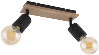 Deckenleuchte, beweglich, Holz, schwarz matt, braun, L 31 cm