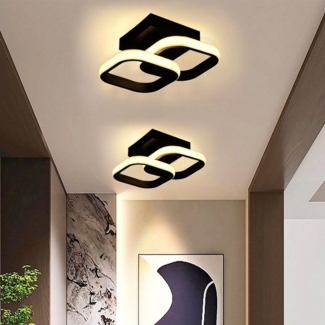 LETGOSPT LED Deckenleuchte 12W/16W Schwarz LED Deckenleuchte, Dimmbar LED Doppelte Deckenlampe, LED fest integriert, Kaltweiß/Naturweiß/Warmweiß, Modern Wandlampe für Schlafzimmer Küche Balkon Flur