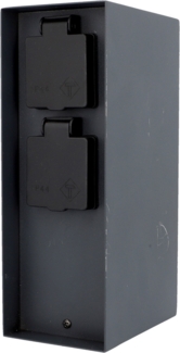 Unitec Gartensäule mit 2 Schutzkontakt-Steckdosen inkl. Zeitschaltuhr schwarz