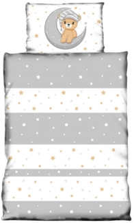 One Home Babybettwäsche Teddy Bären, Mikrofaser, 2 teilig, Mond und Sterne für Jungen und Mädchen, Kinder und Babybetten geeignet