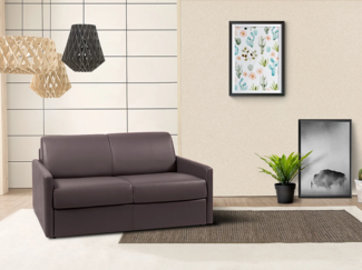 Schlafsofa 3-Sitzer CALIFE - Braun - Liegefläche: 140 cm - Matratzenhöhe: 14 cm