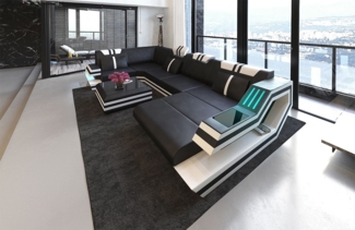 Sofa Dreams Wohnlandschaft Leder Sofa Ledercouch Ravenna U Form Ledersofa, Couch, mit LED, wahlweise mit Bettfunktion als Schlaffunktion