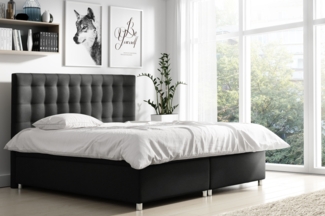 99rooms Riverside Boxspringbett Velours 200x200 cm Schwarz