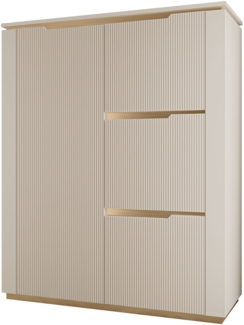 Kommode Hilafin 4D (Farbe: Sandbeige / Sandbeige + Gold)