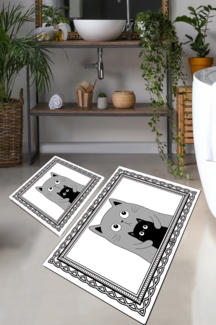 Badematten-Set (2 Stück), 'Mom Cat', Mehrfarbig