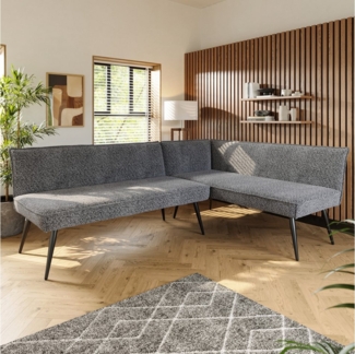 Flieks Küchensofa, Set 2 Teile, 6-Sitzer Essbank Eck-Sofa gepolstert mit Rückenlehne, Terry Samt