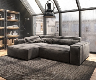 DELIFE Ecksofa Sirpio, XL Mikrofaser Khakibraun 270x170 cm Recamiere variabel