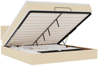 vidaXL Ottomane Bett mit Matratze & LEDs Creme 180x200 cm Stoff 3312248
