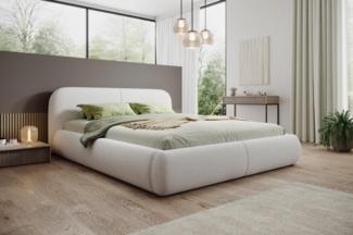 Compleo Polsterbett Doppelbett mit dicker Schaumstoffpolsterung, Premium Bett, Bouclé Bett, Elegant design fürs Schlafzimmer