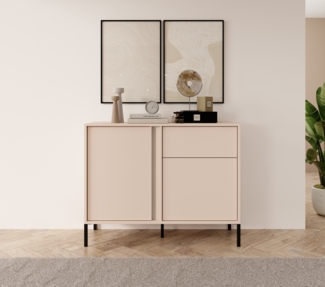 AX LIVING Kleines Sideboard Piemontesia 103 2D1S beige – 103,3cm breit