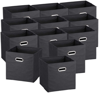 12 Aufbewahrungsboxen mit Griff, Vlies - Schwarz
