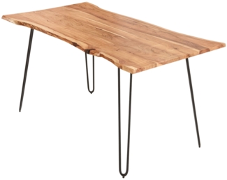 Esstisch Baumkante massiv Akazie natur 160x85 cm schwarz HANNAH 525749