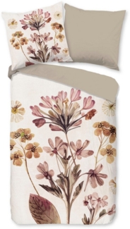 PURE luxury collection Wendebettwäsche Okuyasu, Microfaser, 2 teilig, Mikrofaser, Pflegeleicht, Reißverschluss, Wendeoptik, Blume, Sand