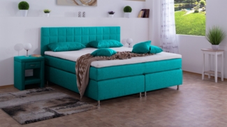 Meisterbetten Boxspringbett Inka 120x200 in WT-Türkis, Matratzenbezug Nano, Komfortschaum-Topper