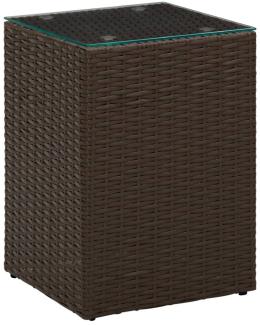 vidaXL Beistelltisch mit Glasplatte Braun 35x35x52 cm Poly Rattan 316377