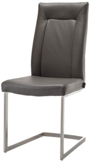 2er Set MALVINO Esszimmerstuhl grau Leder Catania 48cm x 103cm x 67cm