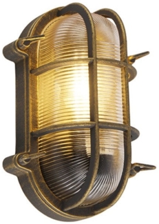 Qazqa Außen-Wandleuchte Nautica, ohne Leuchtmittel, E27, Gold/Messing, Industrie, Aluminium, 1-flammig