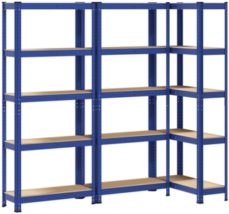 vidaXL Lagerregale mit 5 Böden 3 Stk. Blau Stahl & Holzwerkstoff 4016941