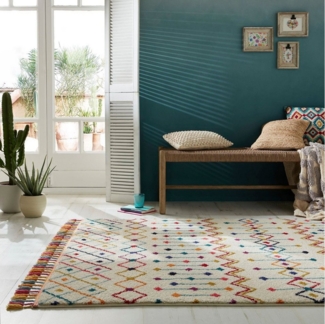 FLAIR RUGS Teppich PRAIRIE, rechteckig, Höhe: 20 mm, mit Fransen und verspieltem Design