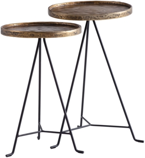 Beistelltisch 2er Set Metall Gold Schwarz Rund Modern Wohnzimmer Sofatisch