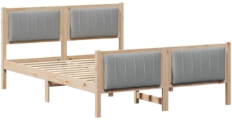 vidaXL Bettgestell Braun und hellgrau 135 x 190 cm Massivholz Kiefer 878479