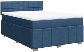 vidaXL Boxspringbett mit Matratze Blau 160x200 cm Stoff 3287125