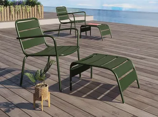 Vente-unique - MIRMANDE Gartensitzgruppe Metall Grün - B 61,5 cm67,5 cm x H 33 cm71,5 cm x L 50 cm60 cm