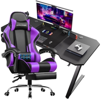 GTPLAYER Gaming-Stuhl Bürostuhl mit Massagefunktion, Fußstütze, Kopfstütze (Packung), Ergonomischer Gamer Stuhl Maximale Belastung 150 kg, 360° drehbar