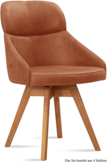 Esszimmerstuhl drehbar (4er-Set) Drala 52x82x63 Eiche geölt/Cognac