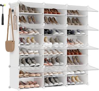 SONGMICS Schuhregal mit 12 Fächern, Schuhschrank, 30 x 40 x 30 cm pro Fach, schmal, mit Türen, Stahlrahmen, Kunststoff, für Flur, Schlafzimmer, Eingangsbereich, weiß