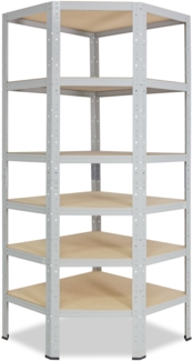 shelfplaza OFFICE 180x70x40 cm Eckregal in lichtgrau mit 6 Böden und 145 kg Traglast pro Boden