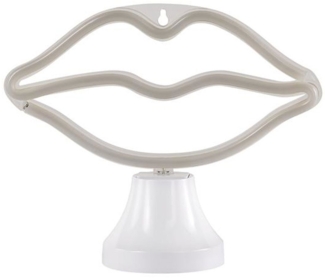 LED Tischleuchte, Silikon, Kussmund, pink, USB, L 45 cm