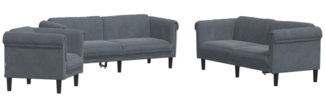 vidaXL 3-tlg. Sofagarnitur Dunkelgrau Samt 3209210