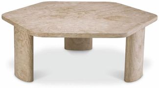 Casa Padrino Luxus Travertin Couchtisch Beige 101 cm - Travertin Wohnzimmer Möbel