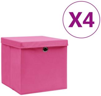 Aufbewahrungsboxen mit Deckeln 4 Stk. 28x28x28 cm Rosa