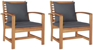 vidaXL Gartenstühle 2 pcs Natur 60 x 65 x 76.5 cm Teak-Massivholz 42006408