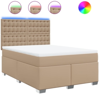 vidaXL Boxspringbett Matratze Cappuccino-Braun 140x200cm Kunstleder 3293027
