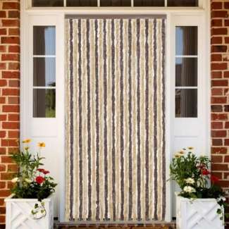 vidaXL Fliegenvorhang Dunkelbraun und Beige 100x220 cm Chenille 377358