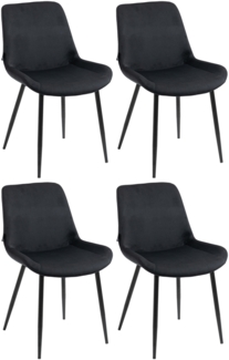 DELUKE® 4er Set Esszimmerstühle WIKIL Samt - 80x51x60cm, schwarz, Samt Metall matt schwarz Gestell Stühle Esszimmerstühle Stuhl Esszimmer Esstisch Stühle Küchenstuhl